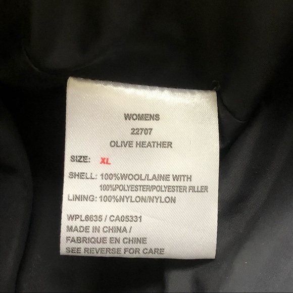 Woolrich Olive Heather Full-Zip Quilted Wool Coat, Sz XL - Picture 15 of 16